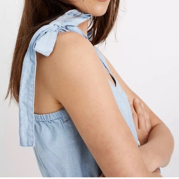 Madewell Chambray Button Up Sundress with Tie Straps, Size: - Picture 3 of 13